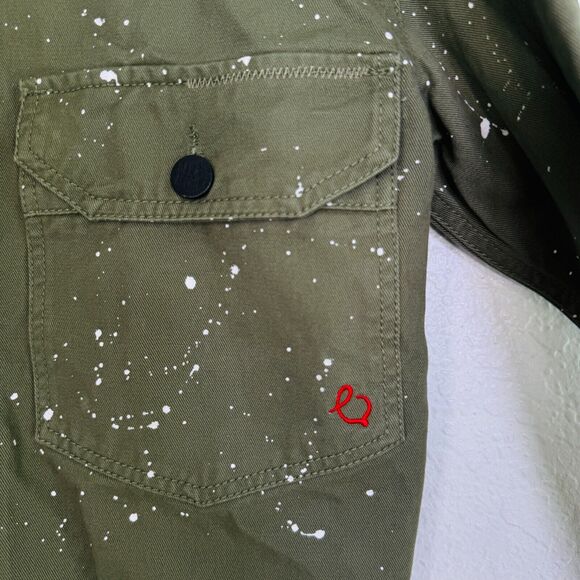 Oak & Acorn Jacket Womens Small Painter Cropped Cut Off Shacket Paint Splatter - Picture 5 of 11